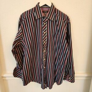 Ted Baker London Striped Long Sleeve Button Up Men's Dress Shirt Casual 17 34/35